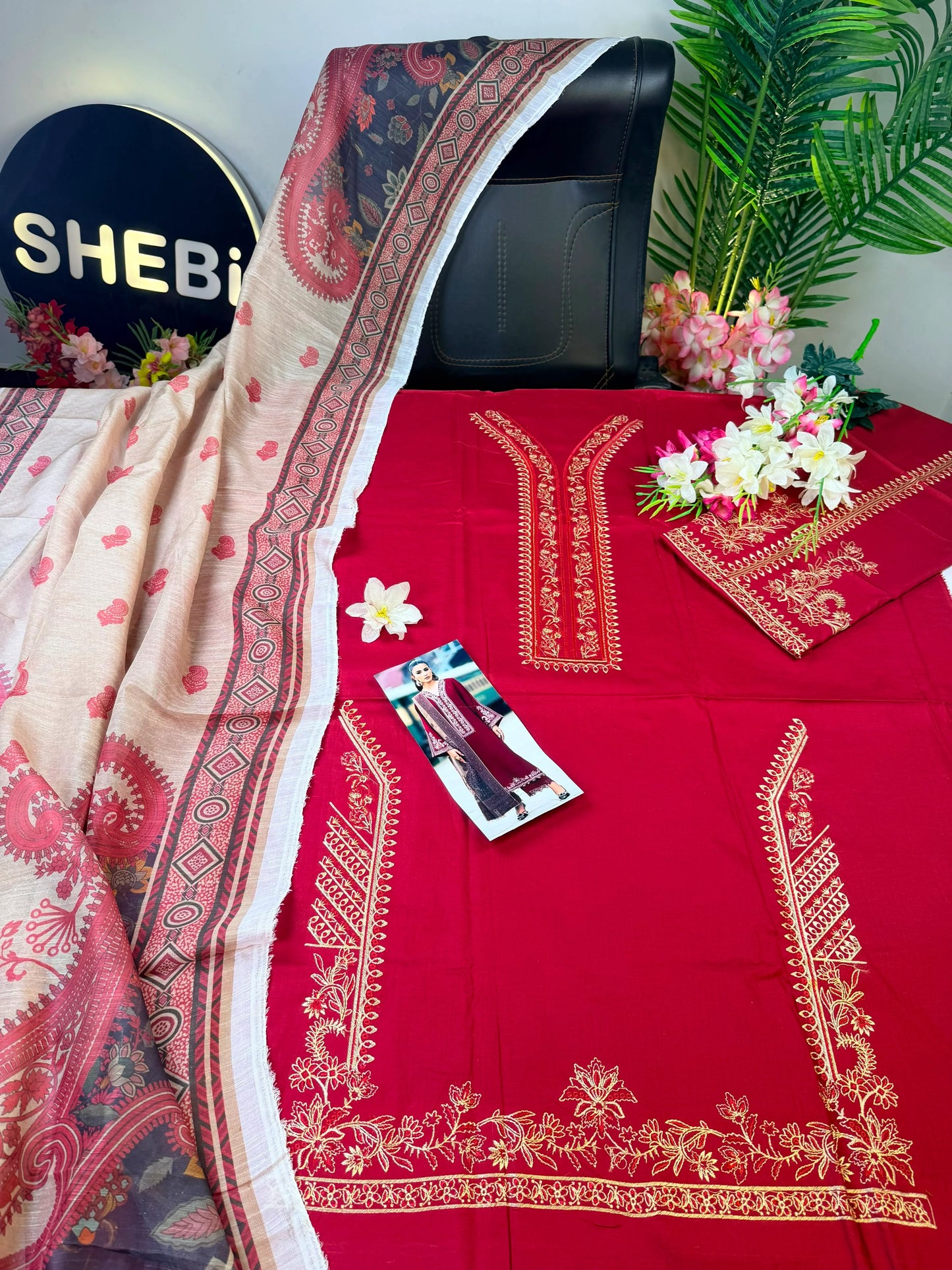 Izel Premium Embroidered Suit|E45