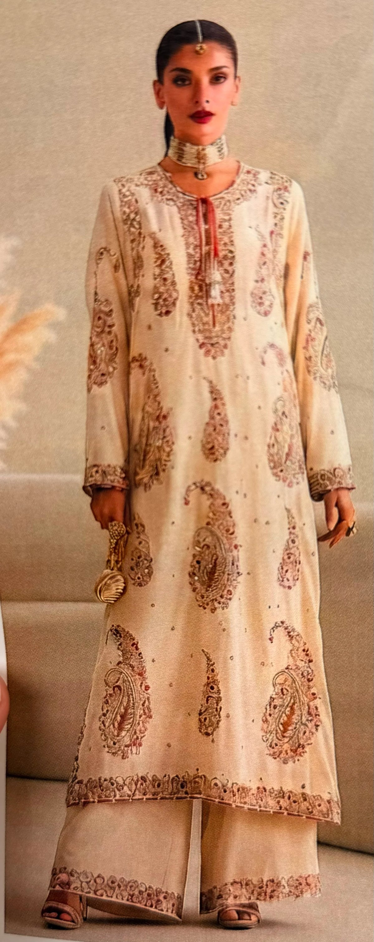 Ethnic Embroidered off-white silk|E102