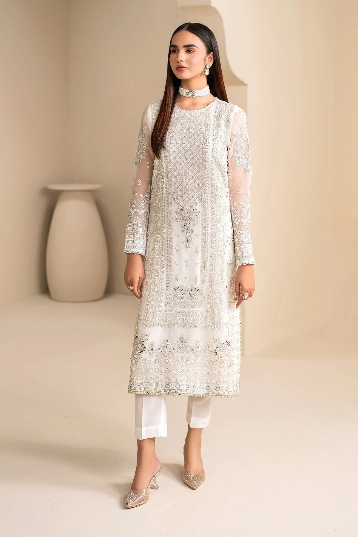 Baroque embroidered chiffon unstitched three-piece suit|E88