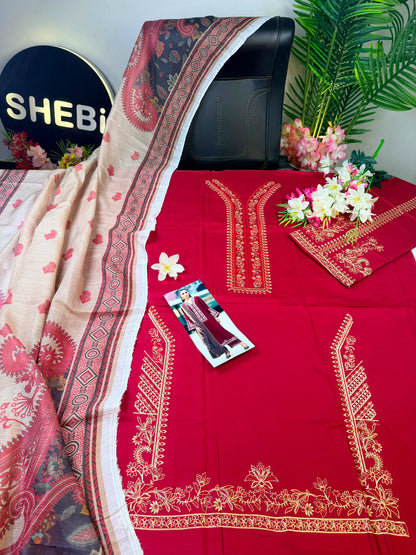 Izel Premium Embroidered Suit|E45