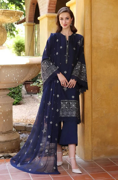 Dark blue 3-piece lawn suit|E85
