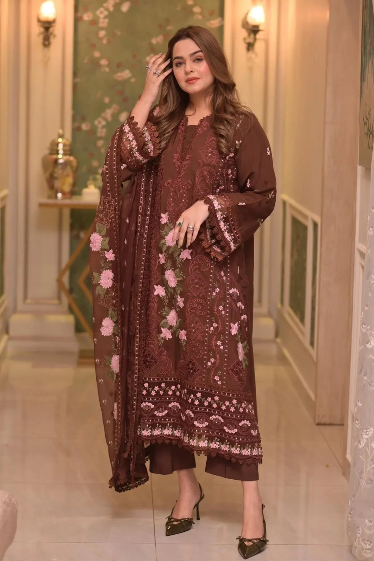 Aneelas Lawn Unstitched Embroidered|E34