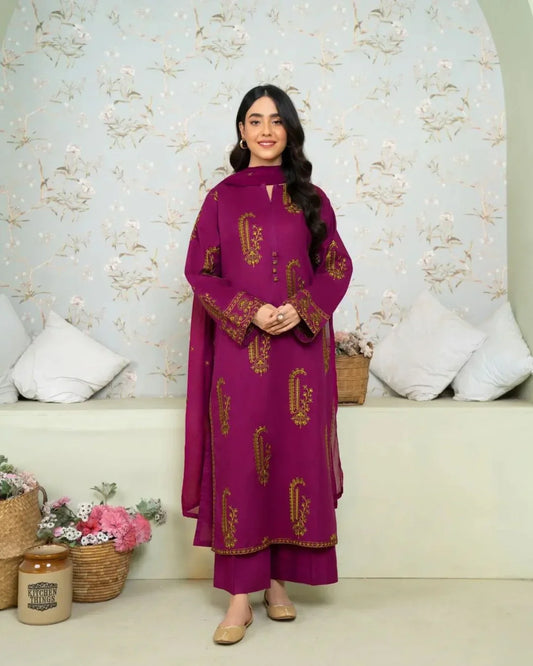 AMBER EMBROIDERED 3pc|E55