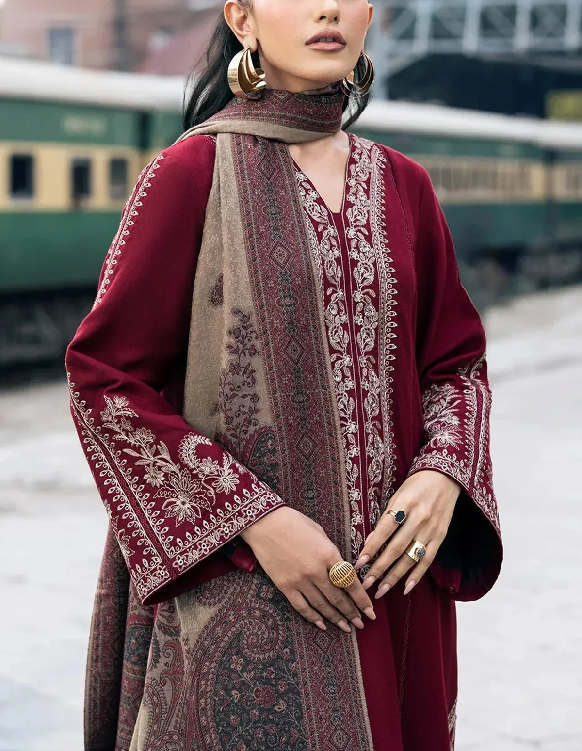 Izel Premium Embroidered Suit|E45