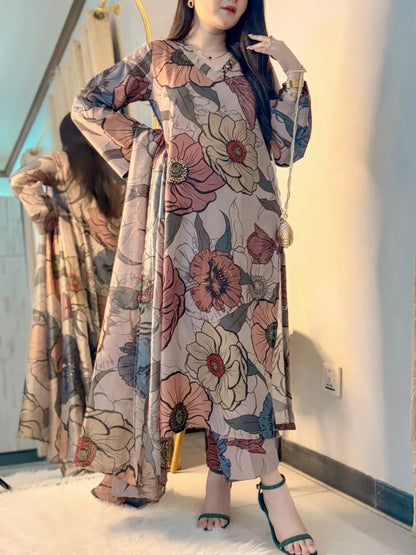 Floral print lawn suit 3-piece stitched|E92
