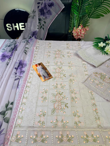 luxury lawn Chikankari embroidery Suit|E72