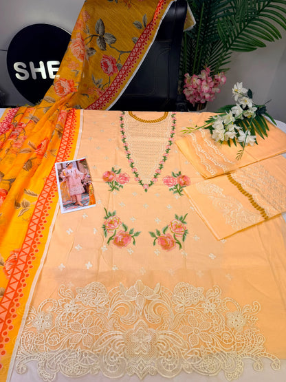 Mushq 3-piece embroidered lawn|E73