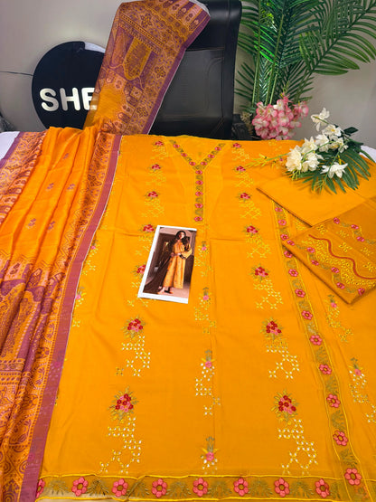 Izel-3PC Lawn Embroidered |E75