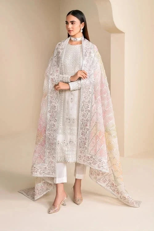 Baroque embroidered chiffon unstitched three-piece suit|E88