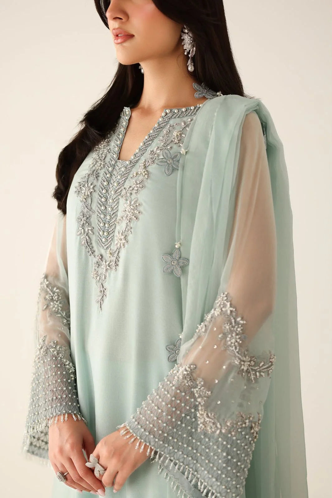 Baroque Luxury Chiffon Embroidered Suit 3 colours|E79