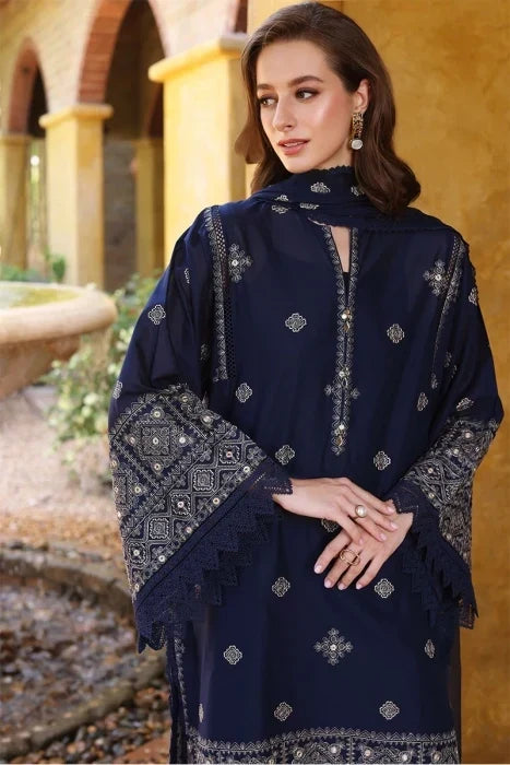 Dark blue 3-piece lawn suit|E85