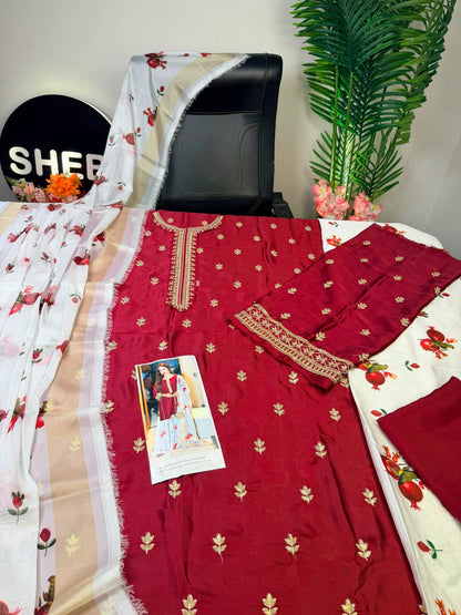 Silk trending article red and white 3 piece|E101