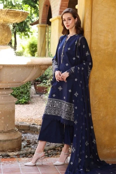 Dark blue 3-piece lawn suit|E85